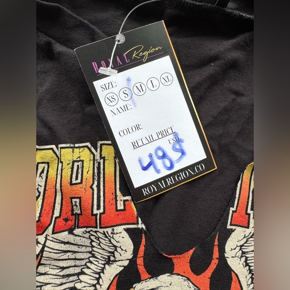 NWT Deadstock Y2K Motorcycle V Neck Baby Tee with Silver Tassels Size Small - Picture 3 of 11